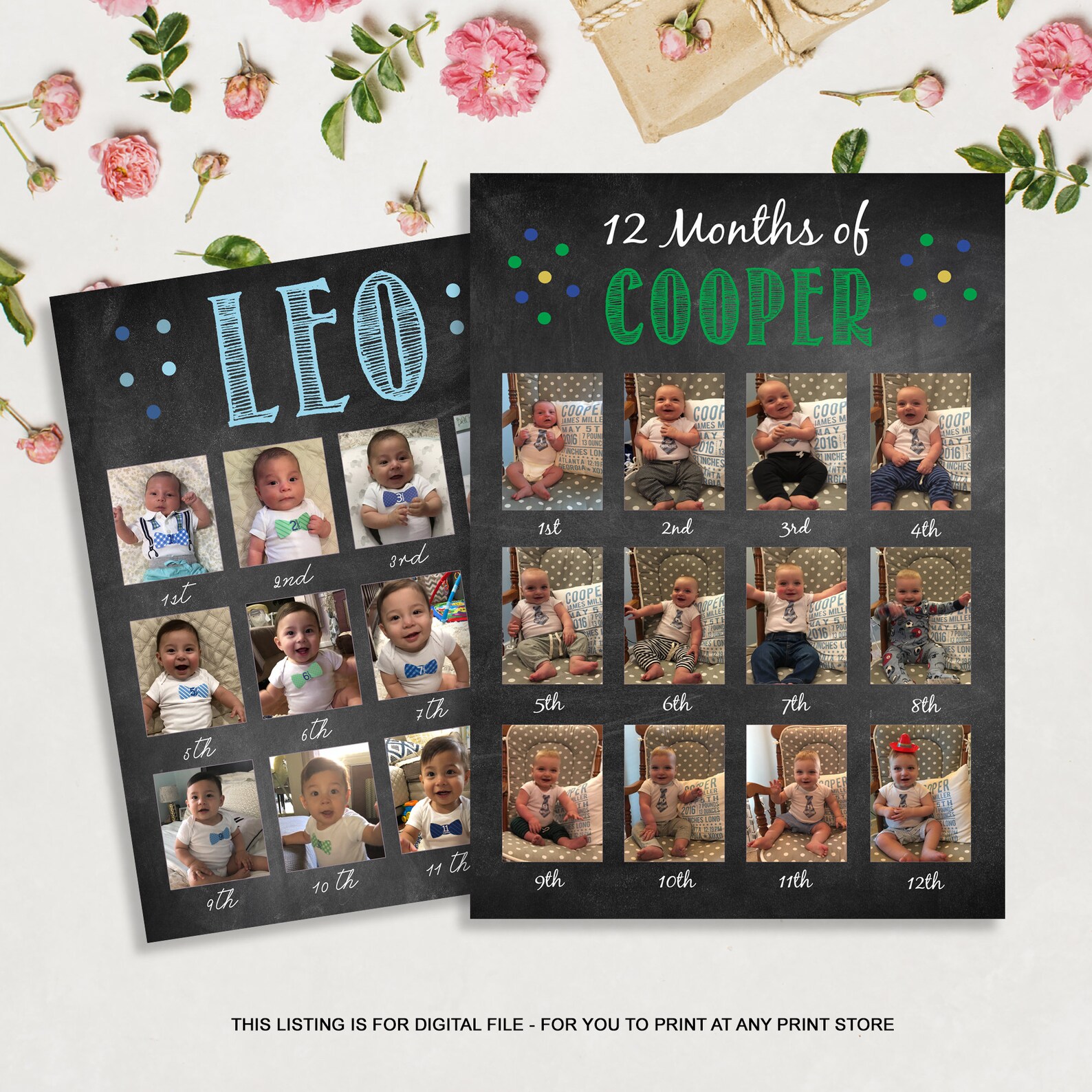 First 12 months photo collage Baby's First Year backdrop Etsy