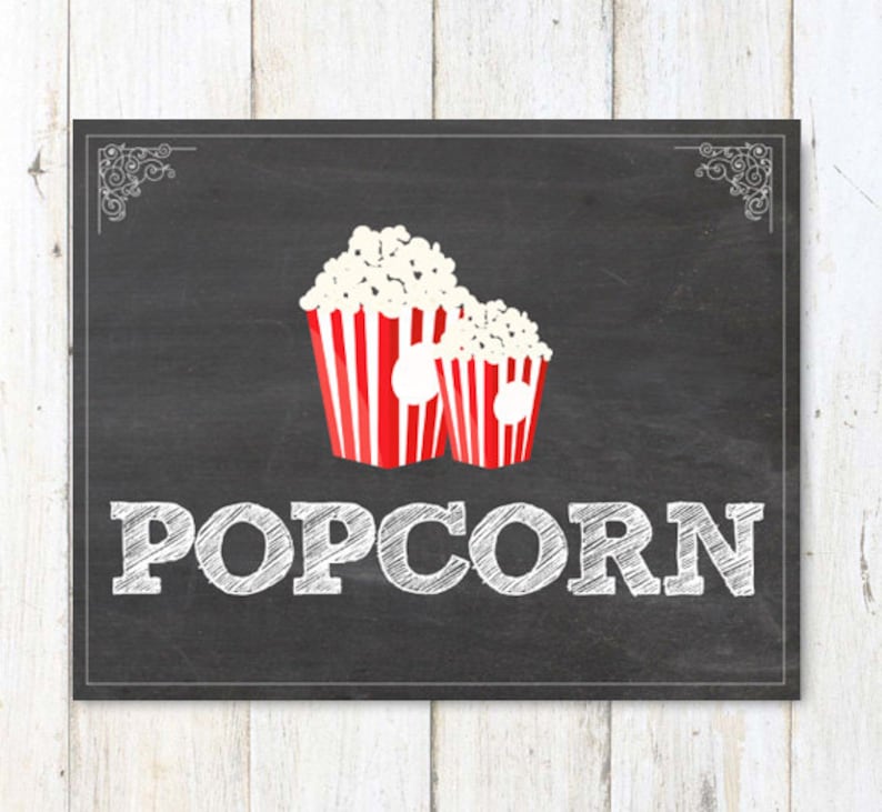 Download Popcorn Bar Sign INSTANT DOWNLOAD Two files 8x10 and 11x14 ...