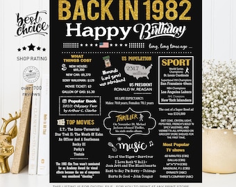 Back in 1982 sign - 43rd birthday gift ideas for him or her - INSTANT DOWNLOAD