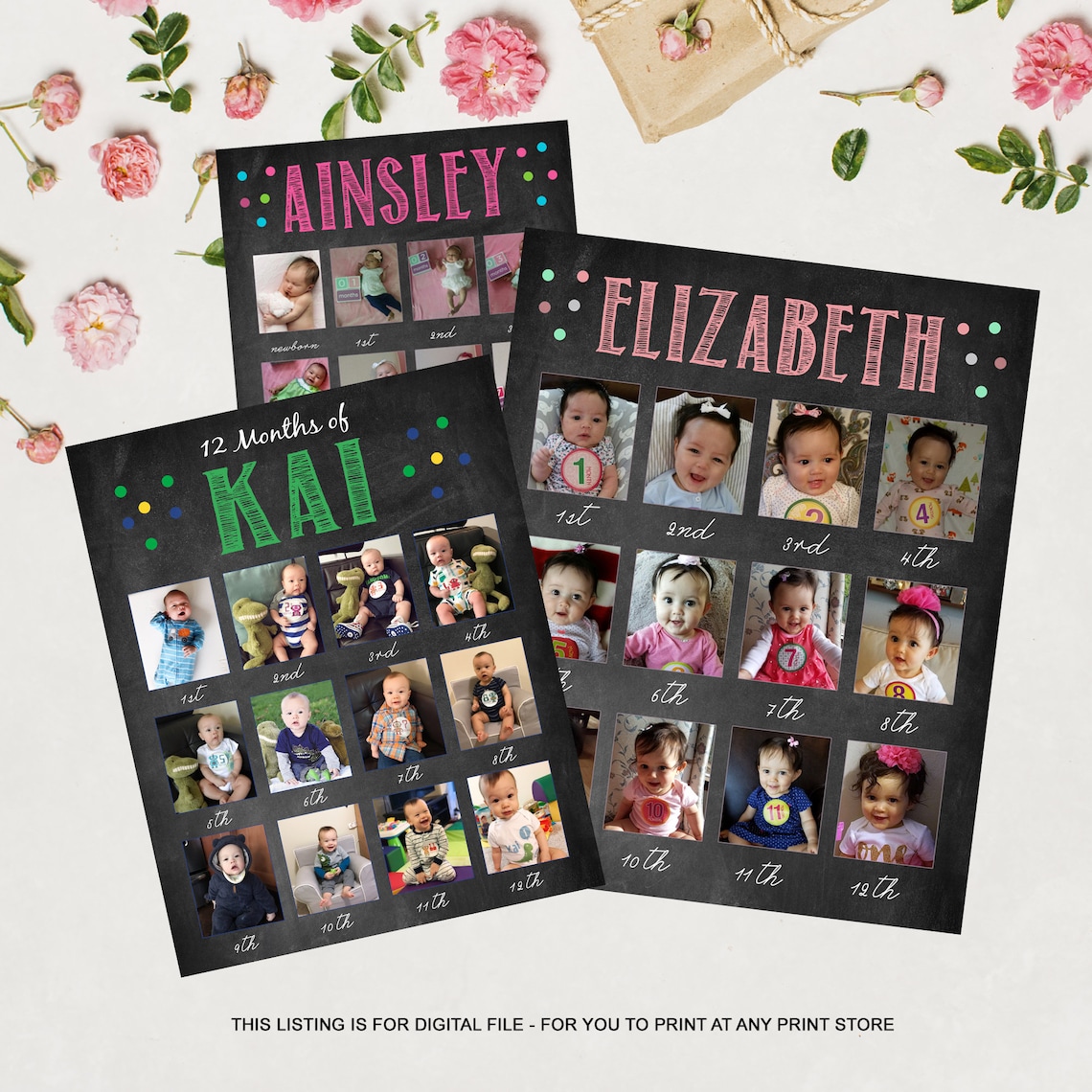 LARGE First 12 months Baby picture collage board Baby's Etsy