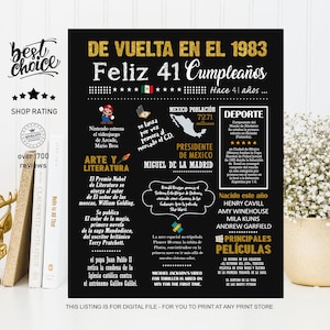 Mexico poster Feliz 41 cumpleaños  - Nacido 1983 INSTANT DOWNLOAD