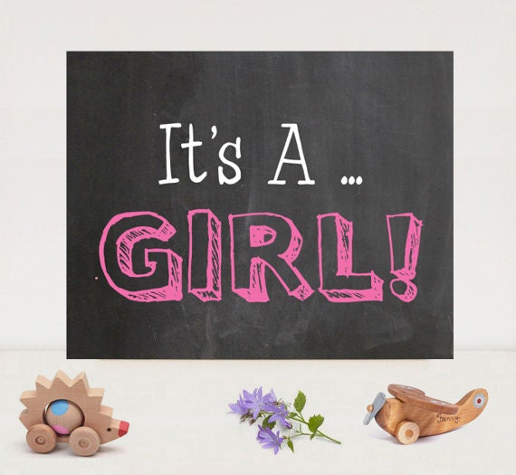 Its a Girl Chalkboard Sign It's a Girl Printable Poster - Etsy