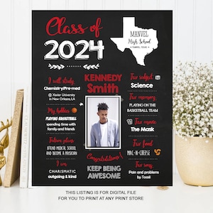 Personalized Class of 2024 Graduation Sign Ideas | Custom Chalkboard High School Graduation Party Decorations for Men, Women, Him or Her