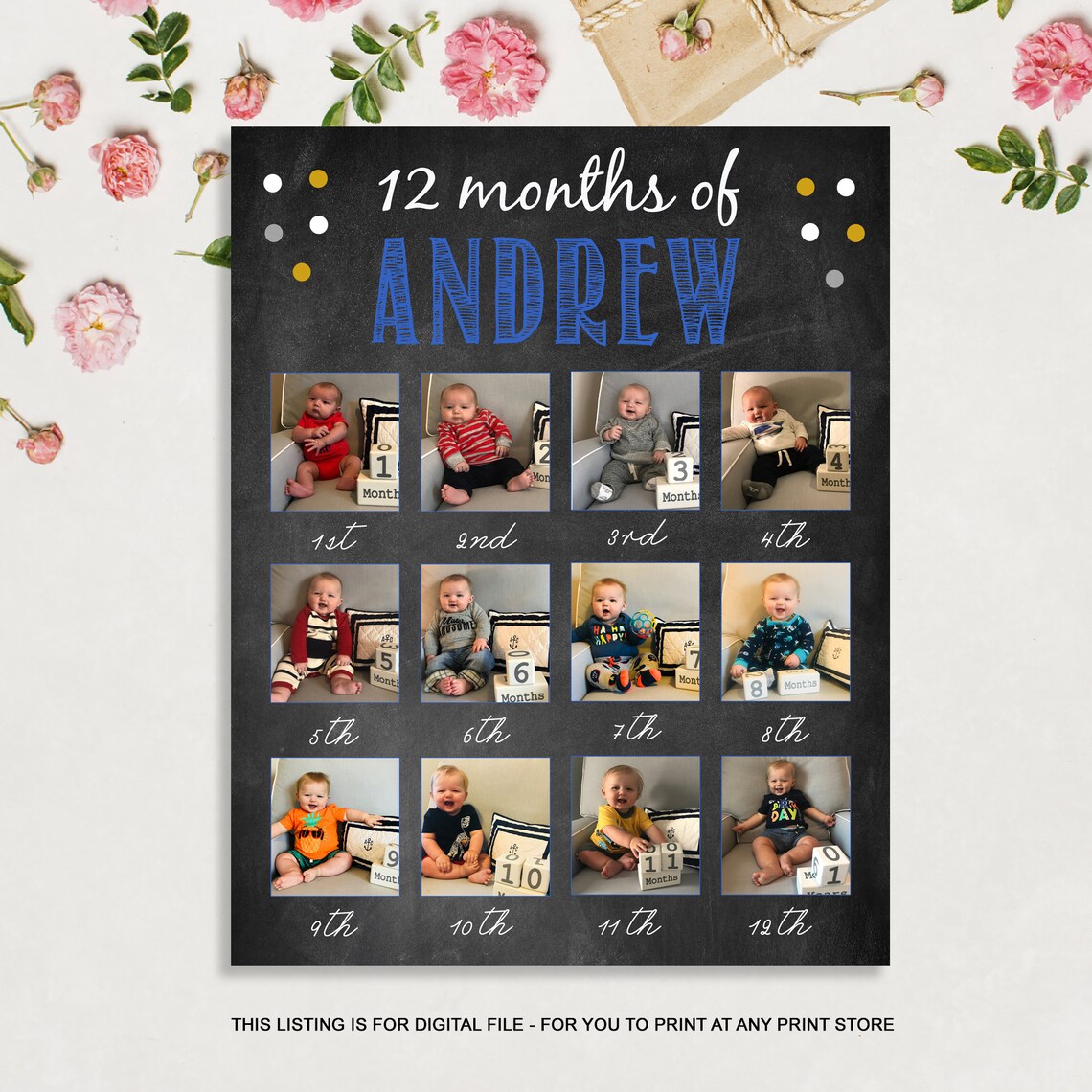 LARGE First 12 Months Baby Bild Collage Board Baby 1. Jahr Etsy.de
