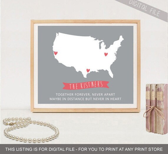 Long Distance Family Map Printable Personalized Long Etsy