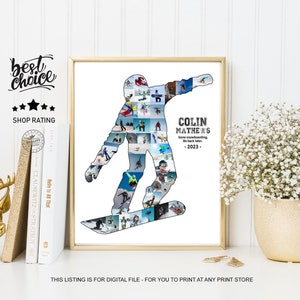 Snowboard Gift Ideas - Personalized Snowboarding Gift - Sports Photo Collage for snowboarder - DIGITAL FILE