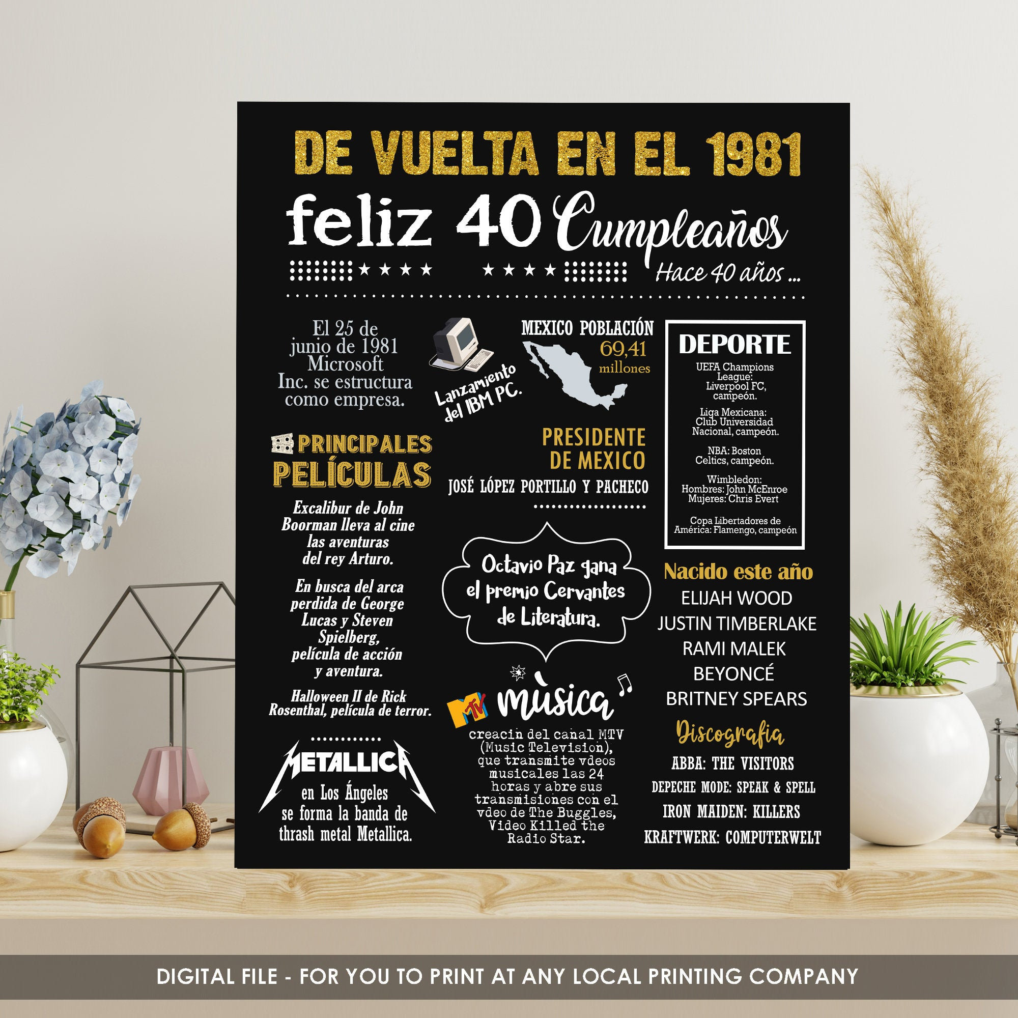 92 Cumpleaños Póster Regalo Para Esposa Y Esposo Feliz 92 