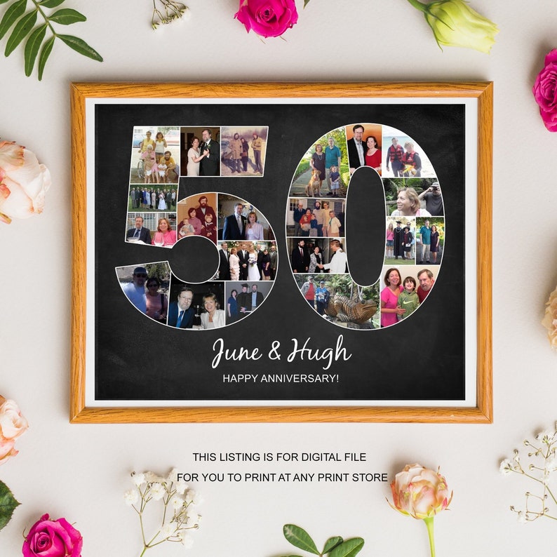 50e verjaardag Photo Collage voor ouders ideeën van de Gift Etsy Nederland