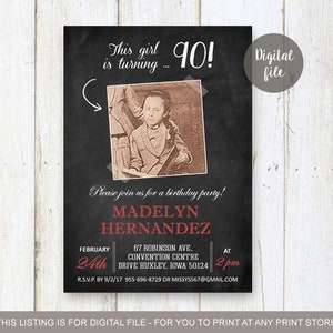 80th Birthday Invitations With Picture for Her Chalkboard - Etsy