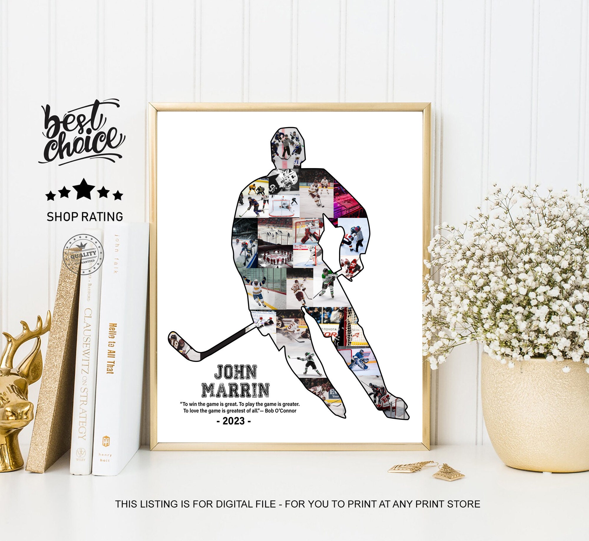 Hockey Gift Ideas - Personalized hockey Coach Gift - Sports Photo Collage for ice hockey - DIGITAL FILE