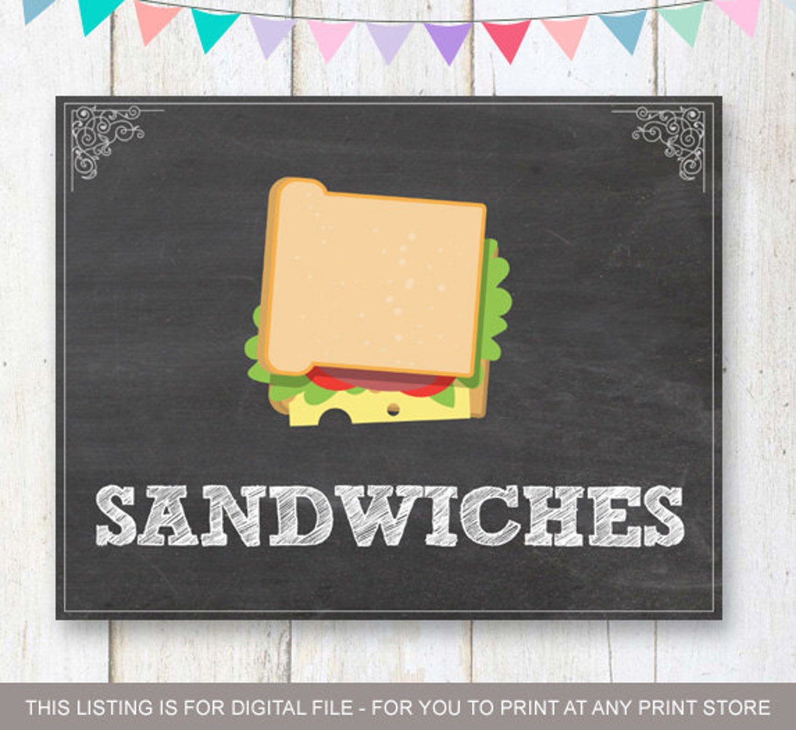 Sandwiches Bar Sign INSTANT DOWNLOAD 11x14 Inches DIY - Etsy