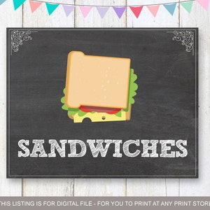 Sandwiches Bar Sign INSTANT DOWNLOAD 11x14 Inches DIY - Etsy