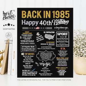 Em 1985, sinal - ideias de presentes de 40º aniversário para marido ou esposa - DOWNLOAD INSTANTÂNEO