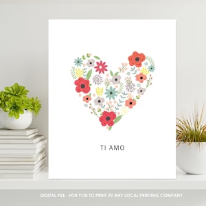 Ti amo wall quote poster - Italian I love you wall art home decor - valentines day poster - INSTANT DOWNLOAD
