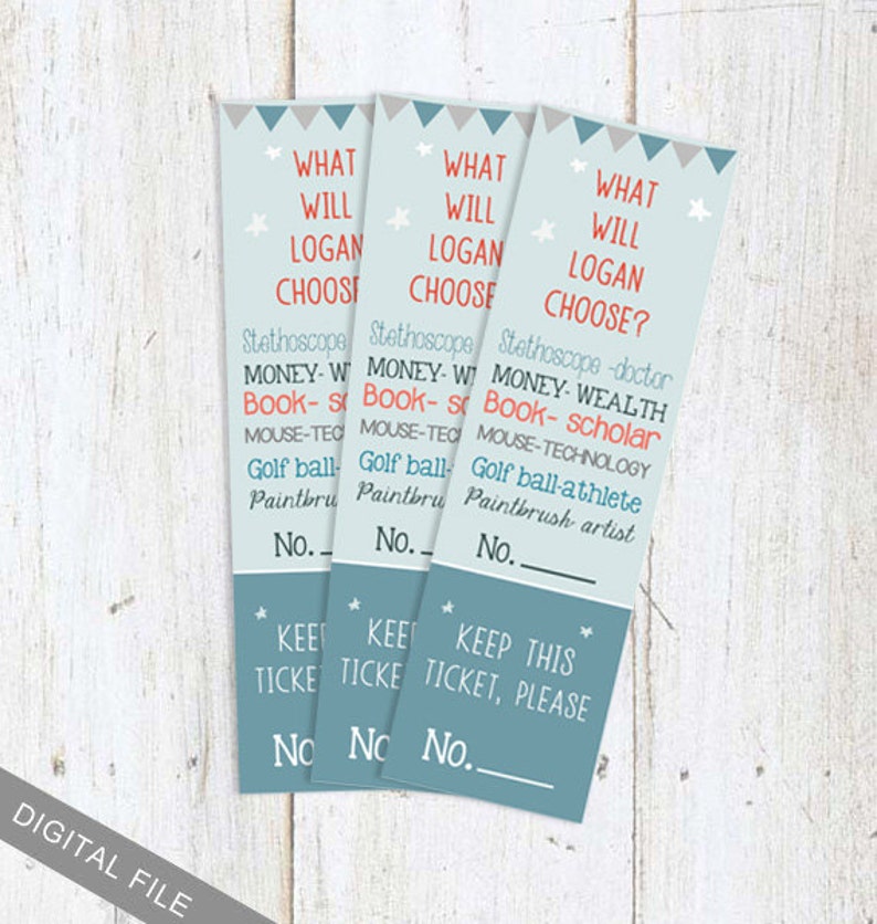 digital file dol raffle tickets diy korean doljabi custom
