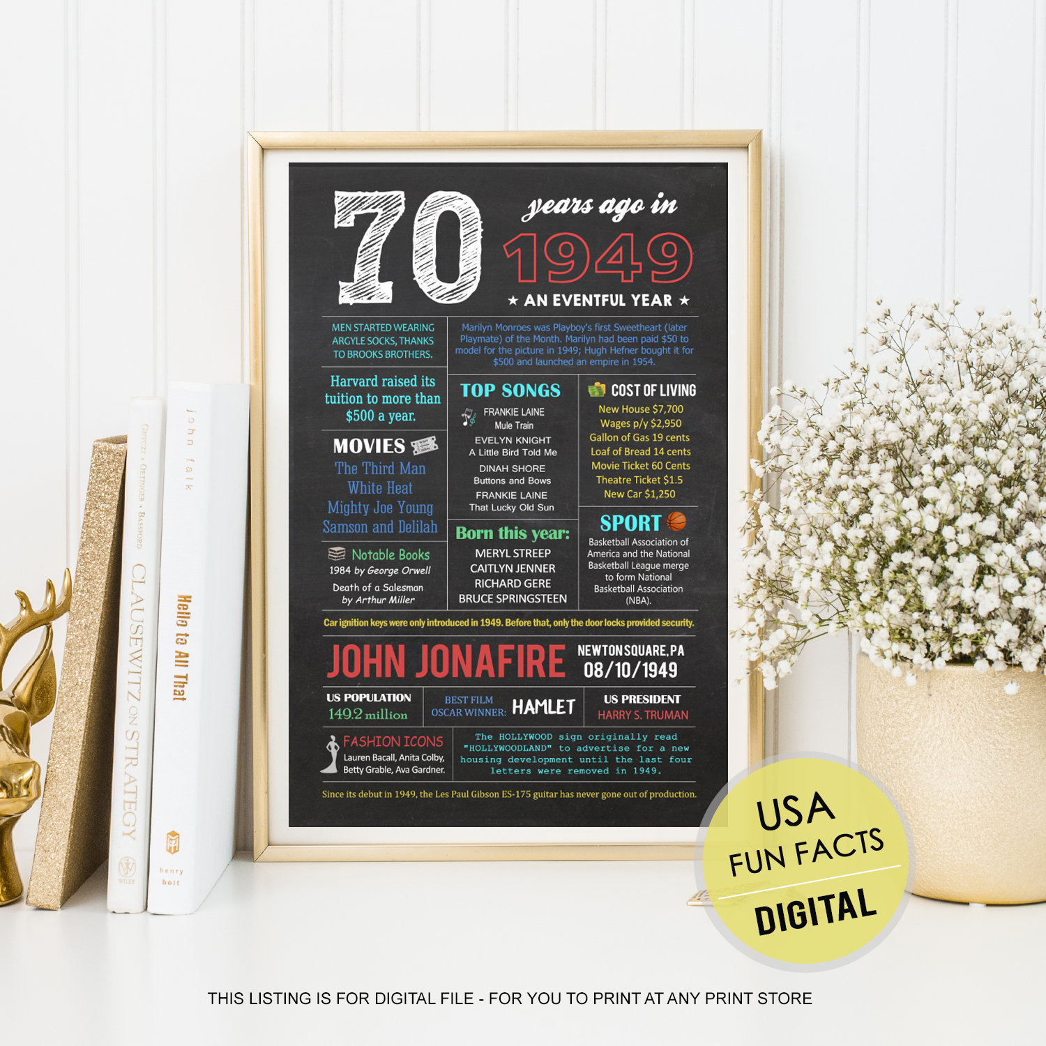 70th birthday gift ideas for him men husband dad grandpa great Etsy