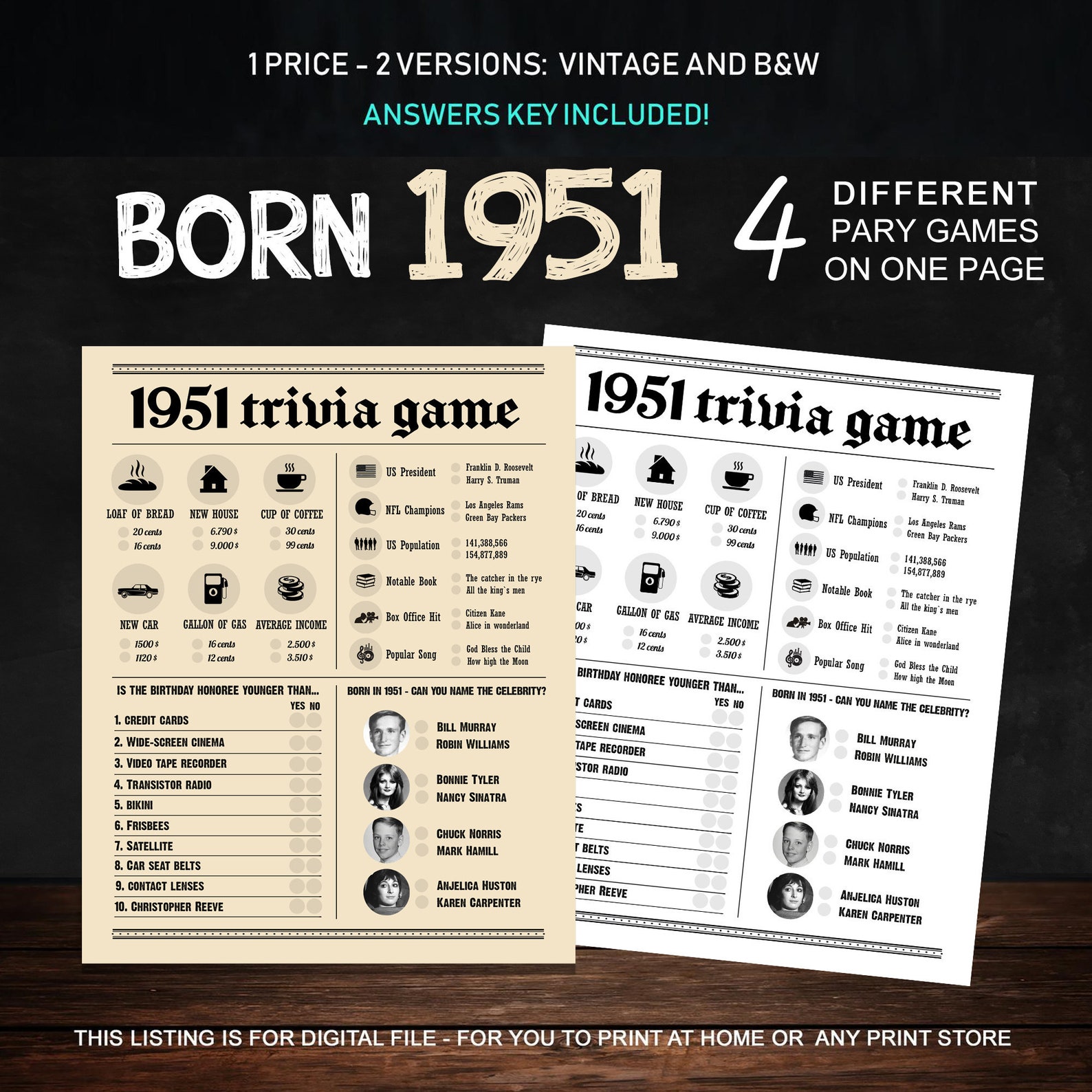 trivia 70th birthday party games printables trivia games etsy