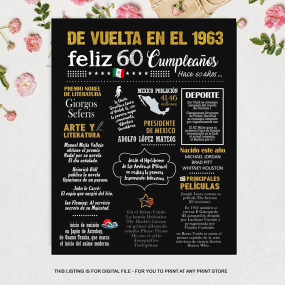 60 Cumpleaños Póster Regalo Para Esposa Y Esposo Feliz 60 