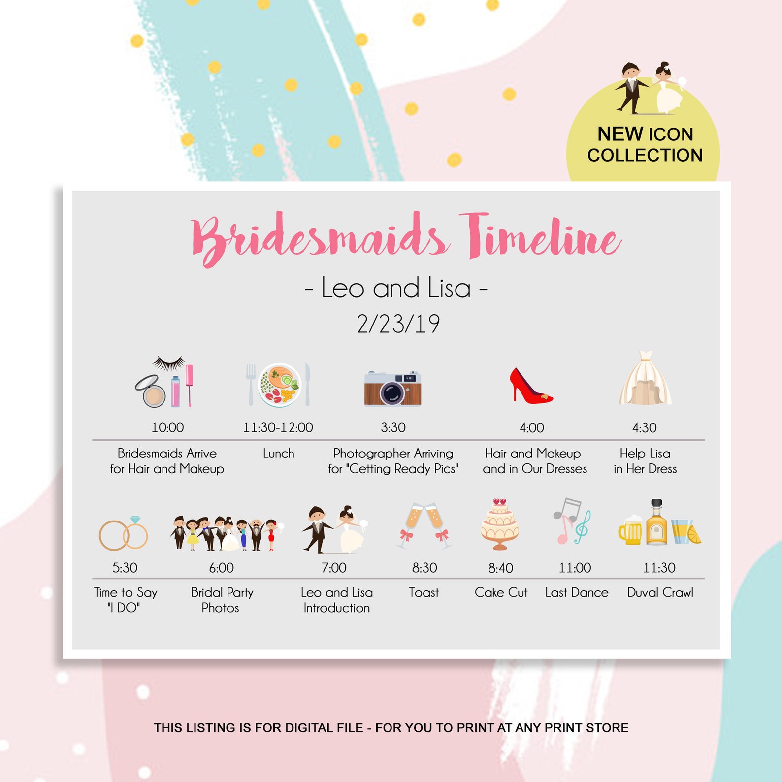 Wedding Timeline Custom Bridesmaids Timeline Program Etsy