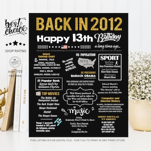 Em 2012, sinal - Ideias para presentes de 13º aniversário para menina, menino, filho ou filha - DOWNLOAD INSTANTÂNEO