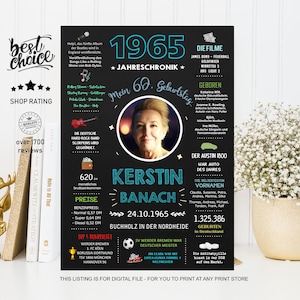 JahresChronik - 1965 - 60 Geburtstag Poster - Geschenk zum Geburtstag & Jubiläum