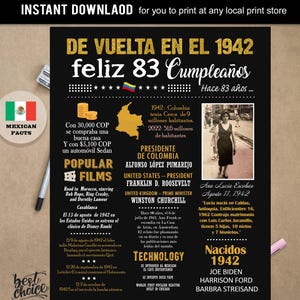 Vuelta en 1942 Colombia - Feliz 83 cumpleaños Poster regalo - Nacido 1942