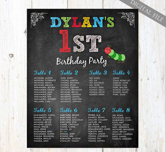 personalized baby birthday seating chart sign 1st birthday etsy