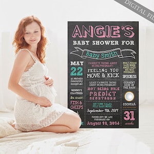 31 Wochen schwanger - Custom Baby Shower Schild Foto Requisite - Geschenk für Baby Shower Schwangerschaftsanzeige Schild - Hot Pink - DIGITALE Datei!
