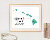 Custom Hawaii Hochzeit Karte Poster - persönliches Geschenk (Digitale Datei)
