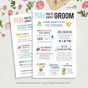 Gepersonaliseerde infographic leuke feiten over bruidegom teken-Bachelorette en bruiloft partij decoratie ideeën-beste bruidegom cadeau-ideeën