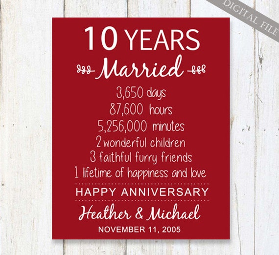 10. Jahrestagsgeschenk personalisierte 10 Jahre Hochzeitstag