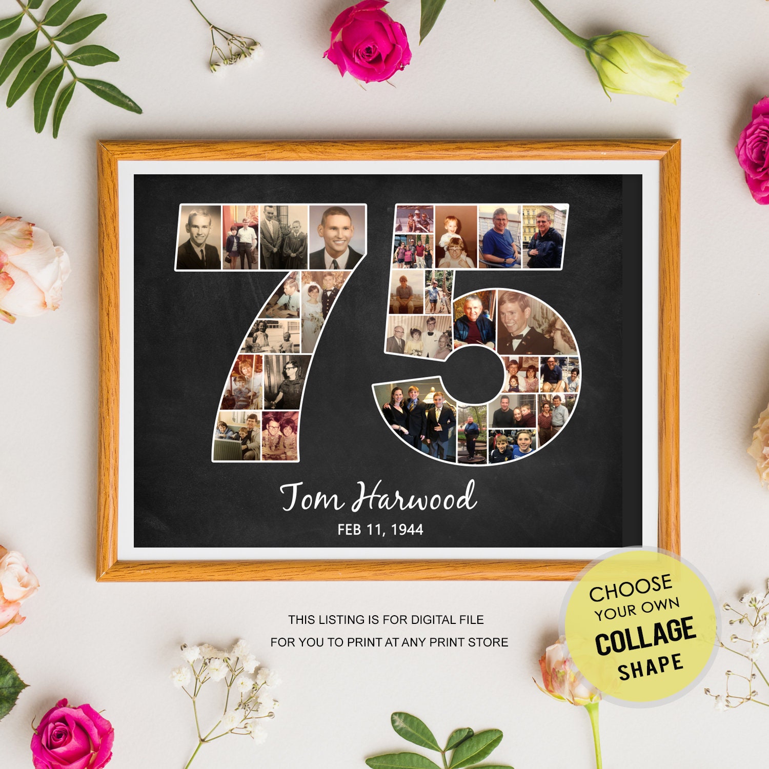 Photo Collage 75Th Birthday Gift 1944 Personalized Birthday - Etsy Uk