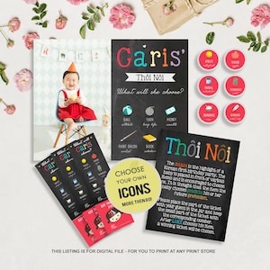 Vietnamesische traditionelle für Jungen und Mädchen SET - Thi N'i 1. Geburtstag Party SET-Zeichen, Party Raffle Tickets Tags, - DIGITAL-Dateien nur!