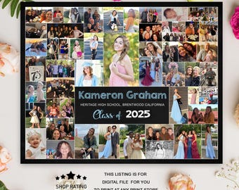She did it 2025 High School Grad Photo Collage sign - DIGITAL FILE