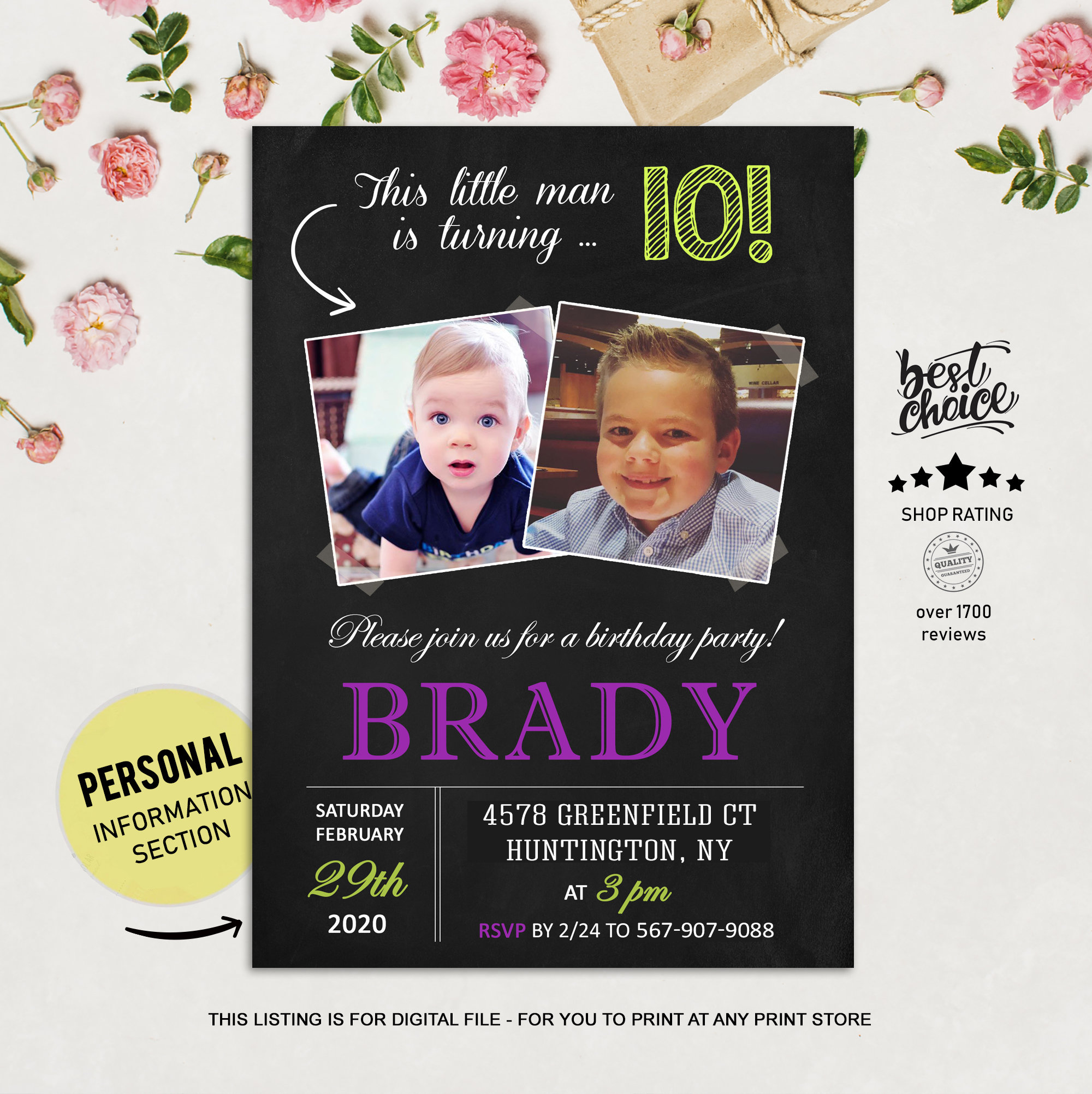 10th Birthday Invitations with picture for boys Personalized | Etsy
