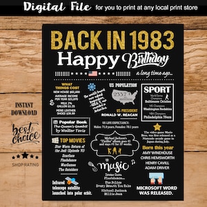Back in 1983 Schild - 42.Geburtstag Geschenkideen für Männer oder Frauen - INSTANT DOWNLOAD