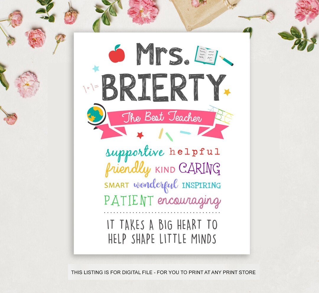 Teacher Gift - Customized First Grade Teacher Gift Sign - the Best ...