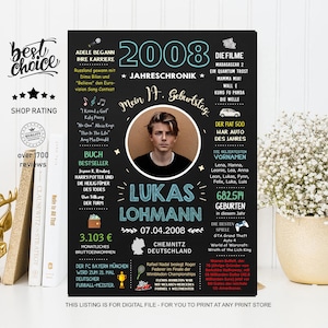 JahresChronik 2008 - 17 Geburtstag Poster -  Geschenk zum Geburtstag & Jubiläum - Geschenk für Jungen oder Mädchen