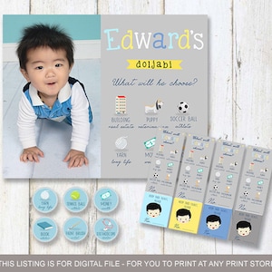 Jungen und Mädchen Koreanisch 1. Geburtstag druckbare SET - Koreanische Dol Sign Party Karten, Jar Circles - NUR DIGITALE Dateien!