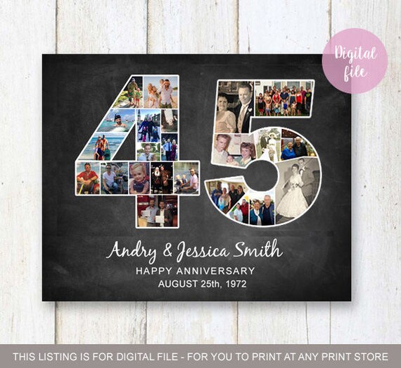 Photo Collage 45th anniversary Gift For Wife Husband