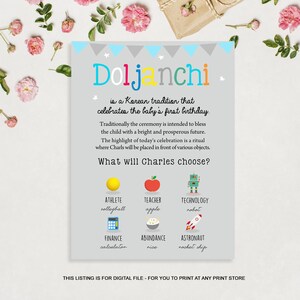 Korean Doljabi board - Korean 1st birthday sign for boys and girls - What he she will choose - DIGITAL FILE!