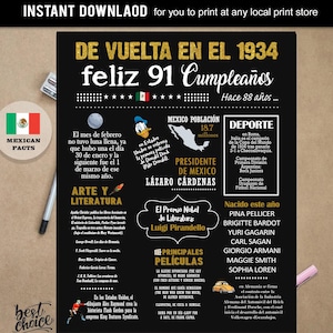 Feliz 91 cumpleaños poster regalo - Nacido 1934 DIRECT DOWNLOADEN