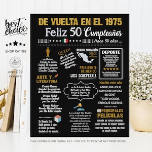 Mexico poster Feliz 50 cumpleaños - Nacido 1975 INSTANT DOWNLOAD