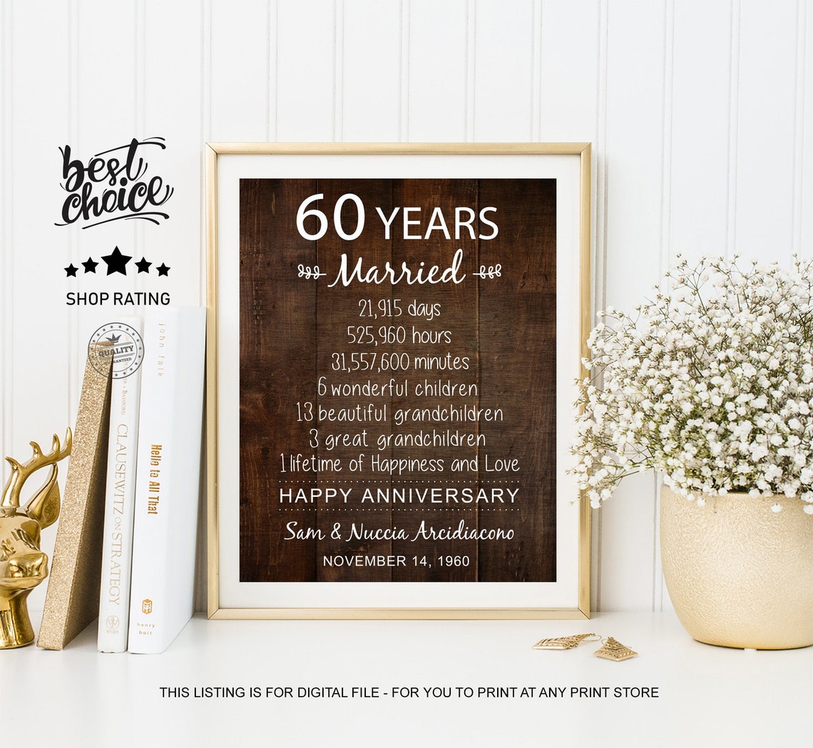 60th Anniversary Gift for parents wife her him Personalized Etsy 60th Anniversary Gift for parents wife her him Personalized Etsy