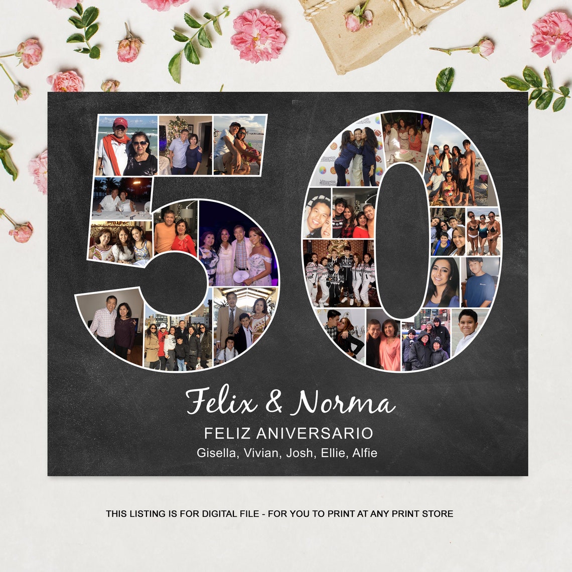 50e verjaardag Photo Collage voor ouders ideeën van de Gift Etsy Nederland