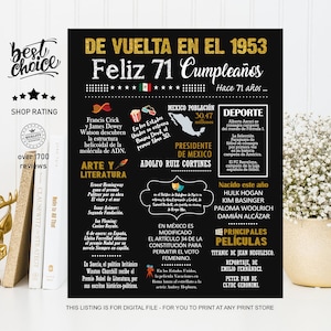 De vuelta en 1953 Mexico - Feliz 71 cumpleaños Póster regalo - Nacido 1953