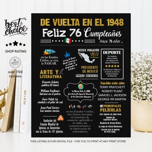 Feliz Mexican 76 cumpleaños póster regalo - Nacido 1948 DESCARGA INSTANTE