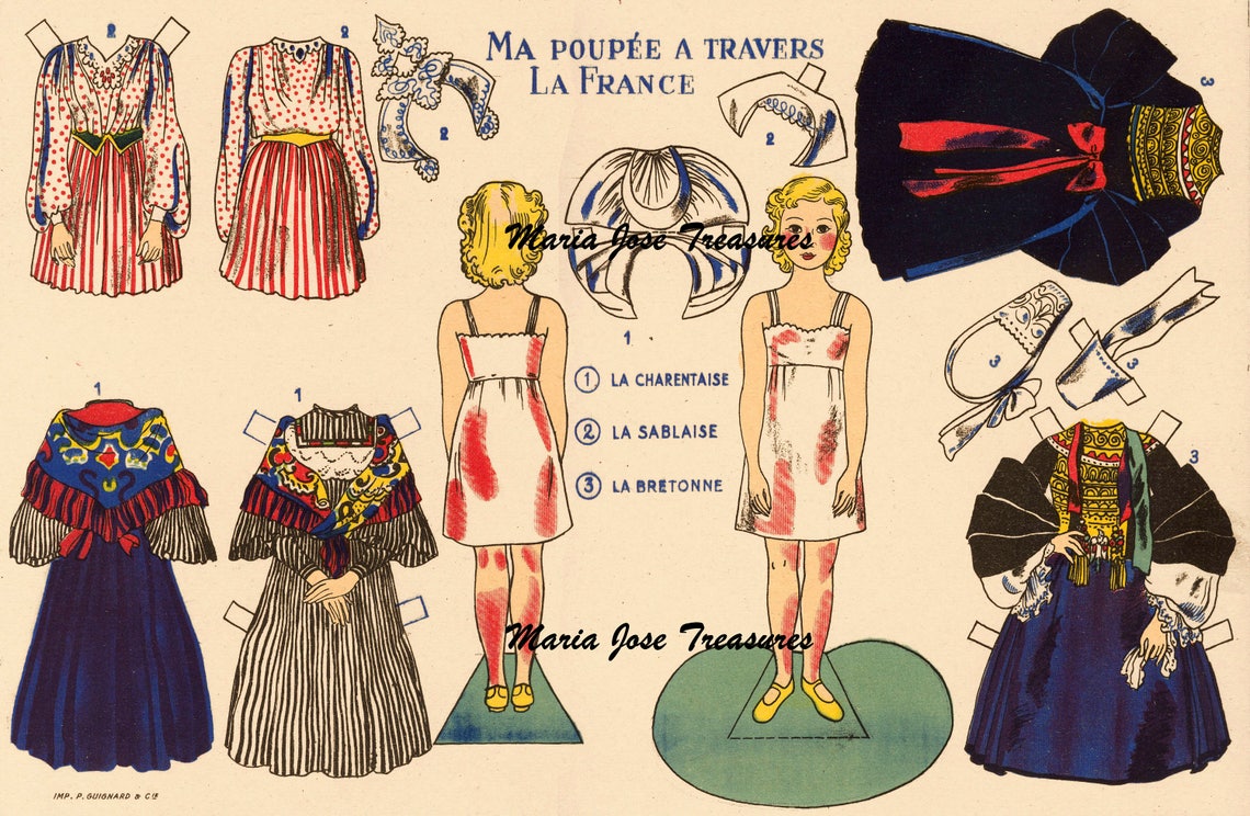 Vintage French Paper Dolls Digital Download - Etsy