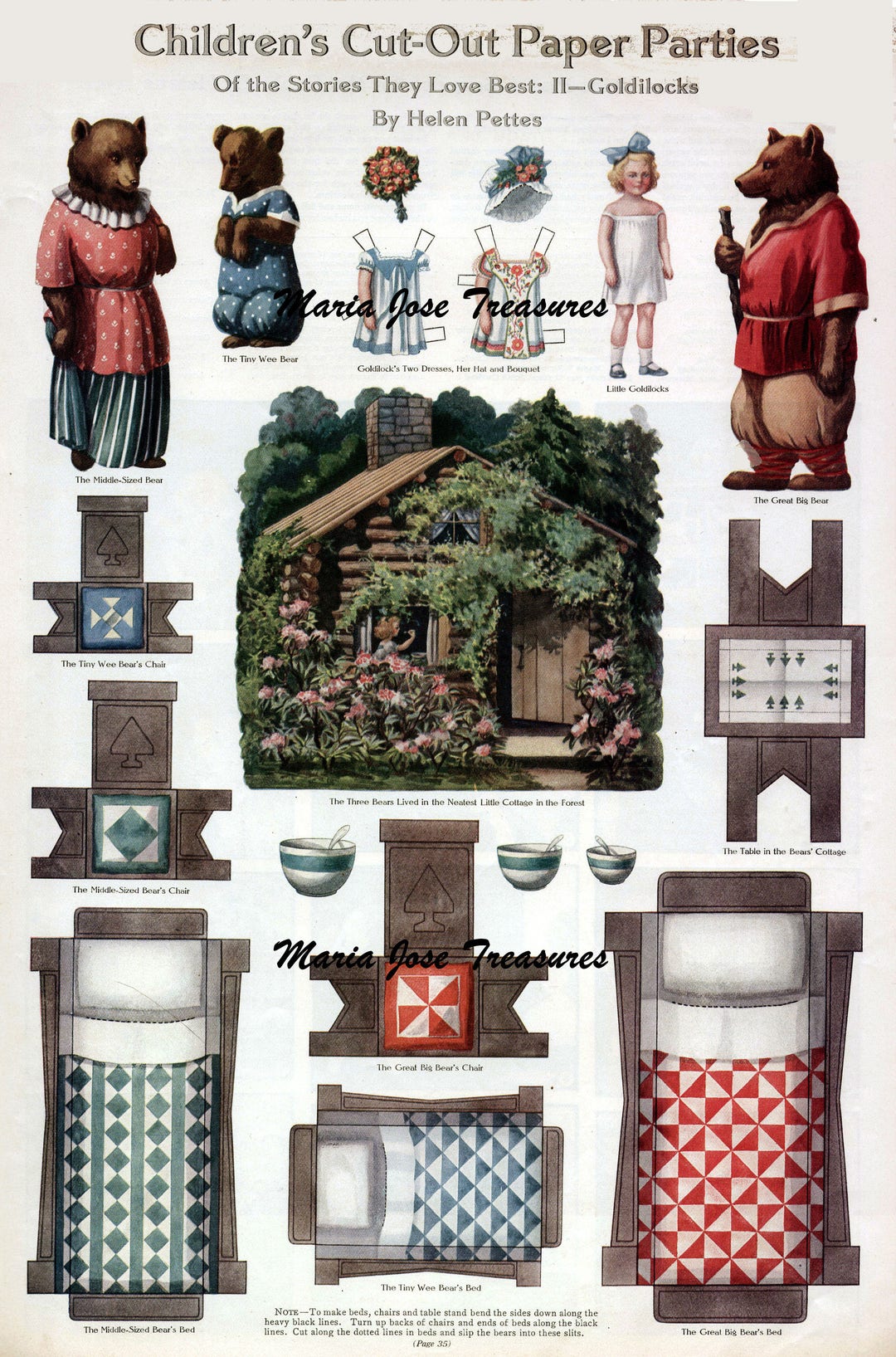 Vintage Paper Dolls Goldilocks Digital Download - Etsy