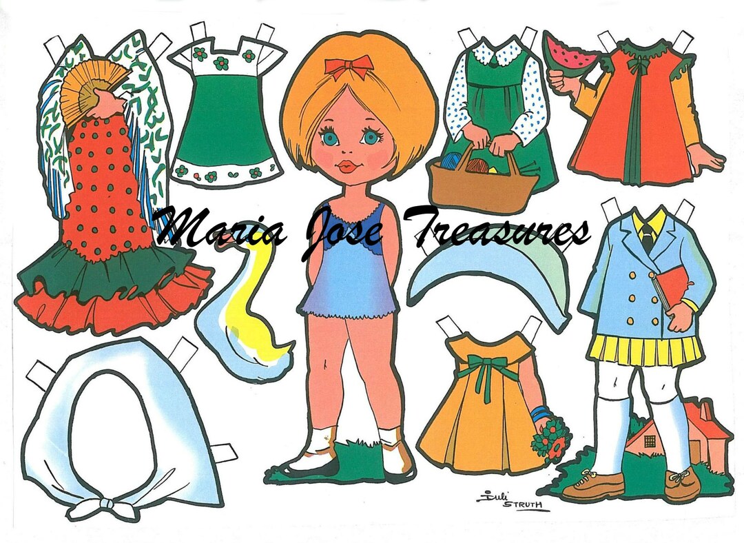 Vintage Spanish Paper Dolls Diana With a Chulapa Dress Digital Download ...